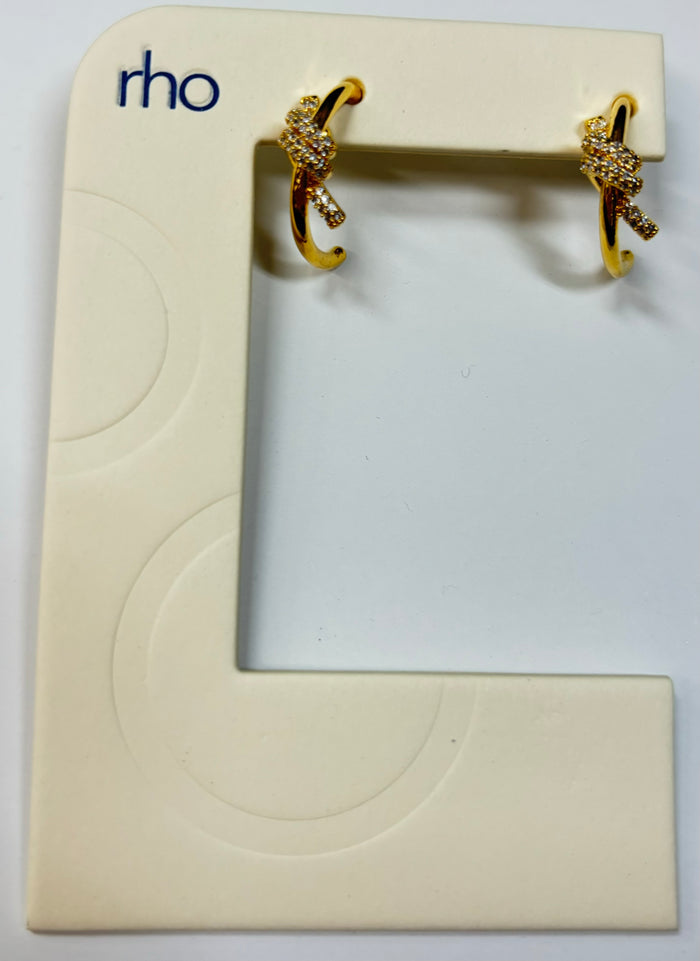 Rho Jewelry | Pave Knotted Small Hoop Earring, Gold
