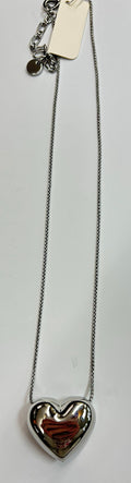 Rho Jewelry | Puffy Heart Pendant Short Necklace, Silver