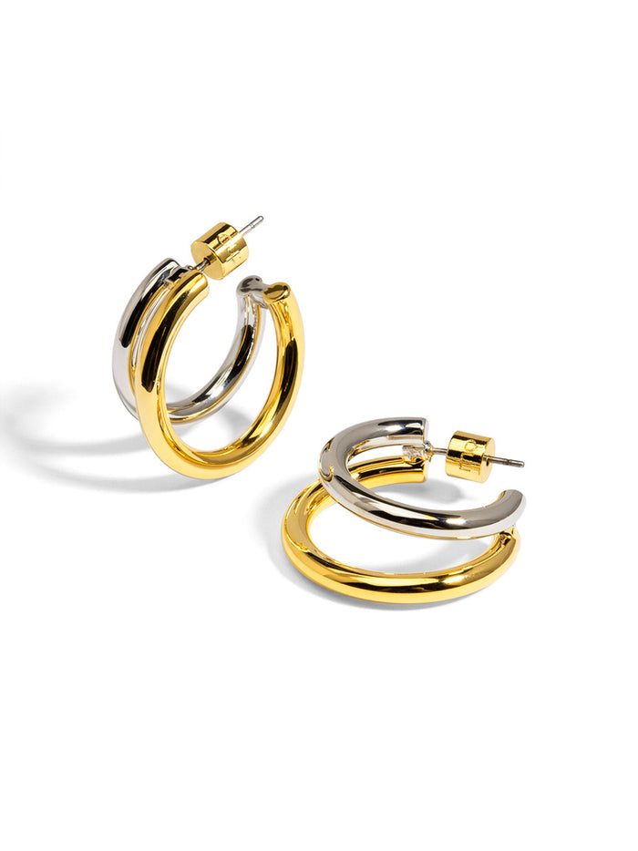 Rho Jewelry | Small Two-Tone Open Hoop Earring
