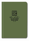 A green Rite in the Rain all-weather memo book with a plastic cover, displaying the brand logo and the text 'ALL-WEATHER MEMO BOOK No. 954'.