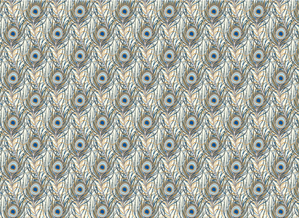 Rossi 1931 Italian Decorative Paper- Blue Peacock Feathers