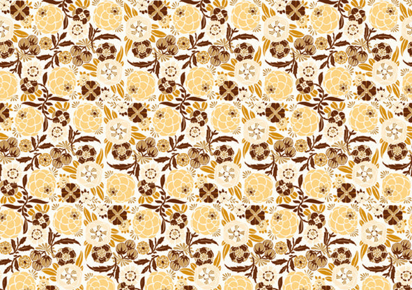 Image of Rossi 1931 Italian Decorative Paper- Flowers in Yellow and Brown
