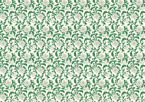 Rossi 1931 Italian Letterpress Paper- Grey and Green Flowers on Cream