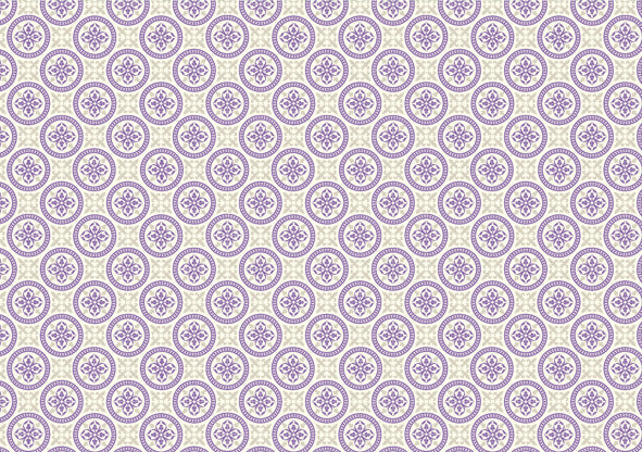 This Rossi 1931 Decorative Letterpress Paper features a repeating pattern of purple medallions.