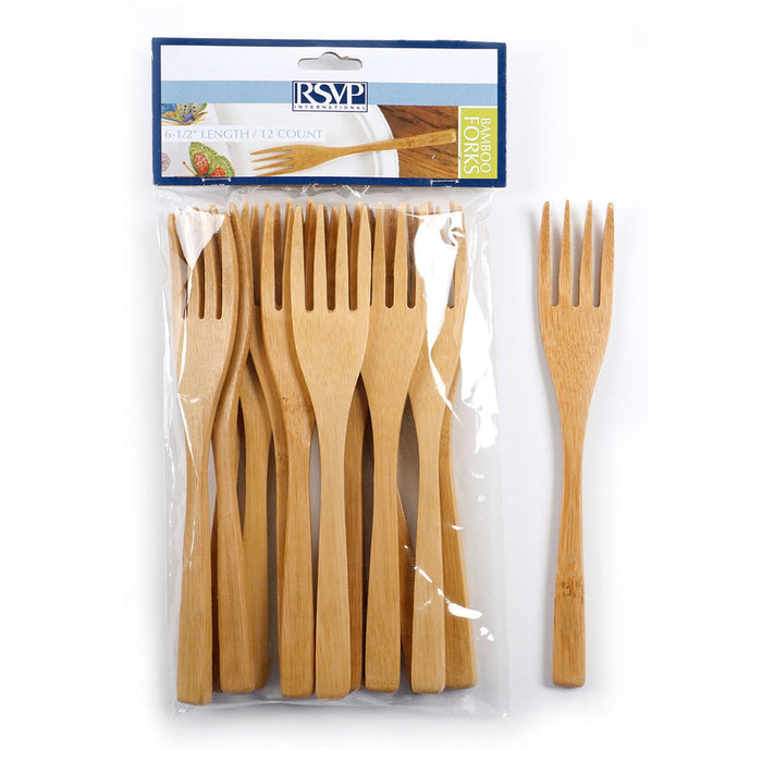 RSVP International | Bamboo Utensil Fork 12 Piece Set
