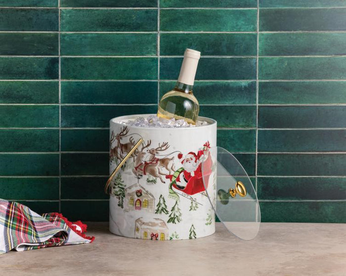 Santa Christmas Scene Ice Bucket