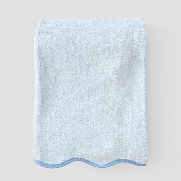 Scallop Bath Towel, French Blue on Light Blue