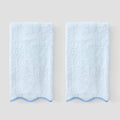 Scallop Hand Towels Pair, French Blue on Light Blue