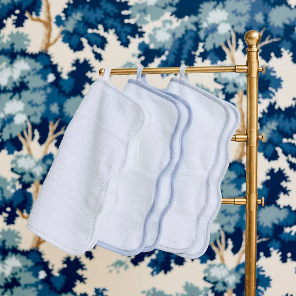 Scallop Washcloths Pair, French Blue on Light Blue