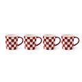 Set of 4 Mugs, Cherry Check