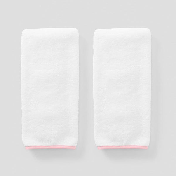Signature Hand Towels Pair, Balllet Pink on White