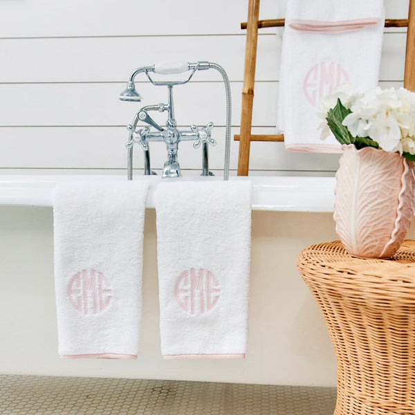 Signature Hand Towels Pair, Balllet Pink on White