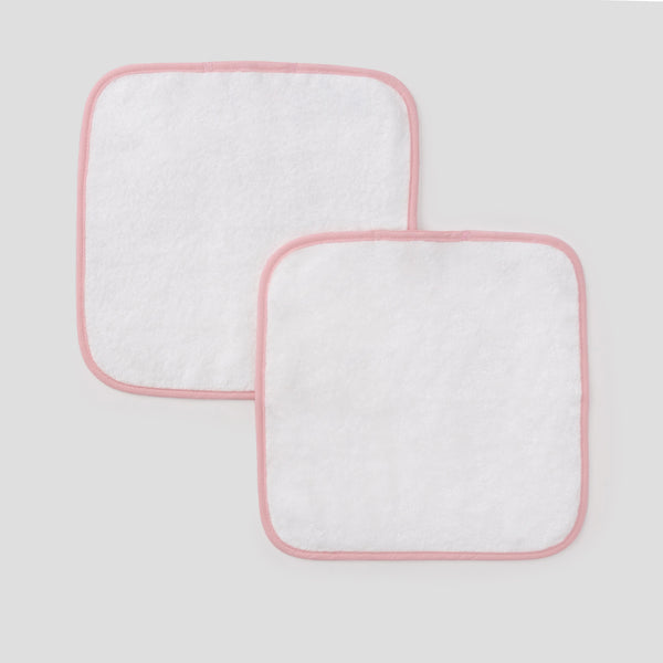 Signature Washcloths Pair, Ballet Pink on White