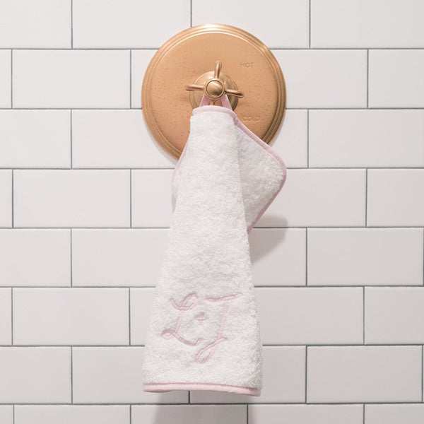 Signature Washcloths Pair, Ballet Pink on White
