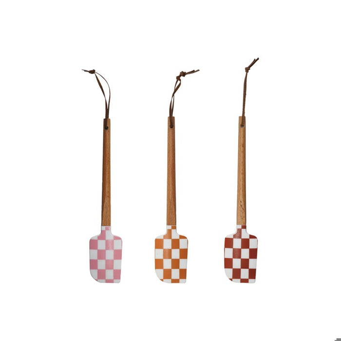 Silicon & Wood Two Sided Spatula, Assorted Colors