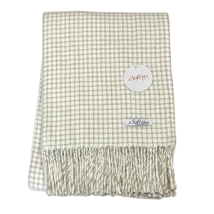 Small Check Pattern Throw, Sand/Cream