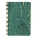 Teal Marbled Make My Notebook spiral bound notebook.  The paper is made from eco-friendly jute fibers then mounted onto our sturdy notebook covers for strength and support.