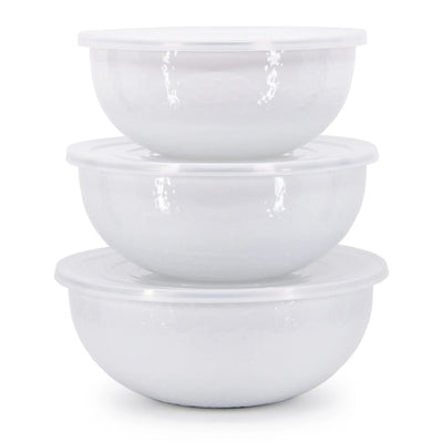 Solid White Mixing Bowl Set with Lids