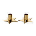 Star Shape Metallic Gold Metal Taper Candlestick Candleholder