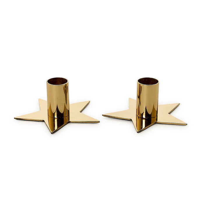 Star Shape Metallic Gold Metal Taper Candlestick Candleholder