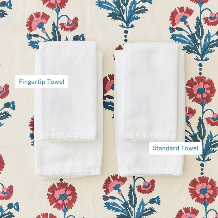Stitched Edge Powder Bath Towels Pair, White on White, Assorted Sizes