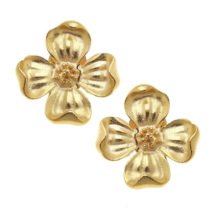 Susan Shaw | Gold Dogwood Flower Post Earrings