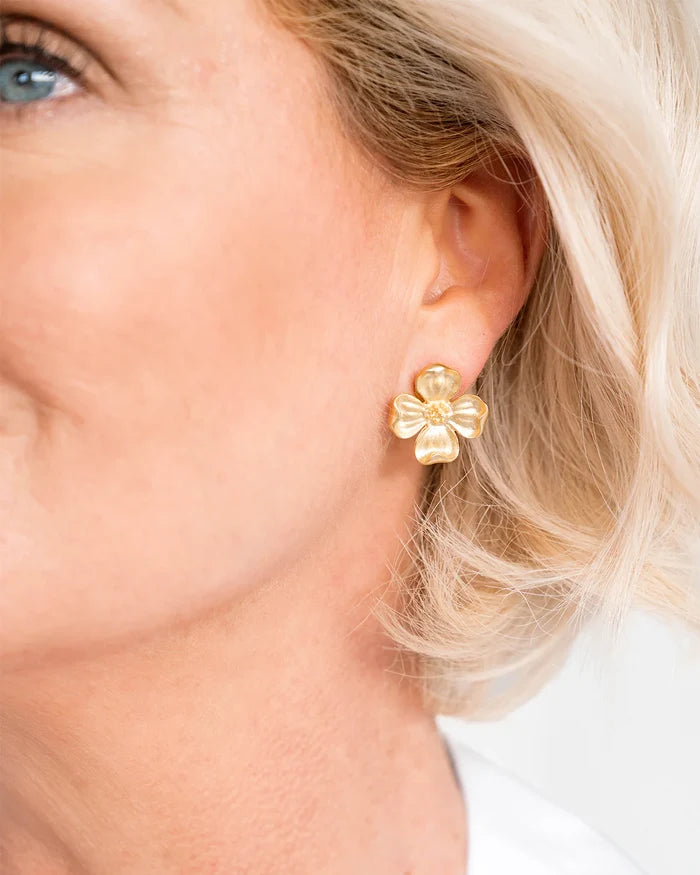 Susan Shaw | Gold Dogwood Flower Post Earrings