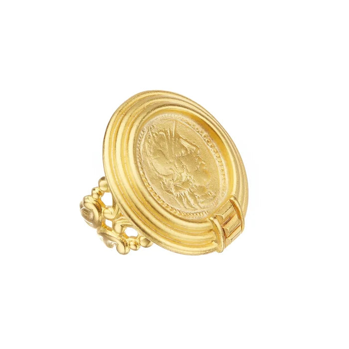 Susan Shaw | Gold Round Greek Face Ring