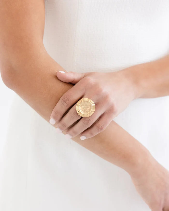 Susan Shaw | Gold Round Greek Face Ring