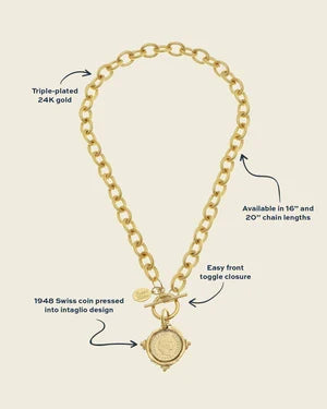 Susan Shaw | Handcast Gold Coin Toggle Necklace, 16"