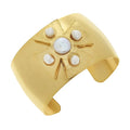 Susan Shaw | Handcast Gold Cross w/Freshwater Pearl Cuff Bracelet