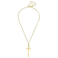 Susan Shaw | Handcast Gold Long Cross on Bead Chain Necklace