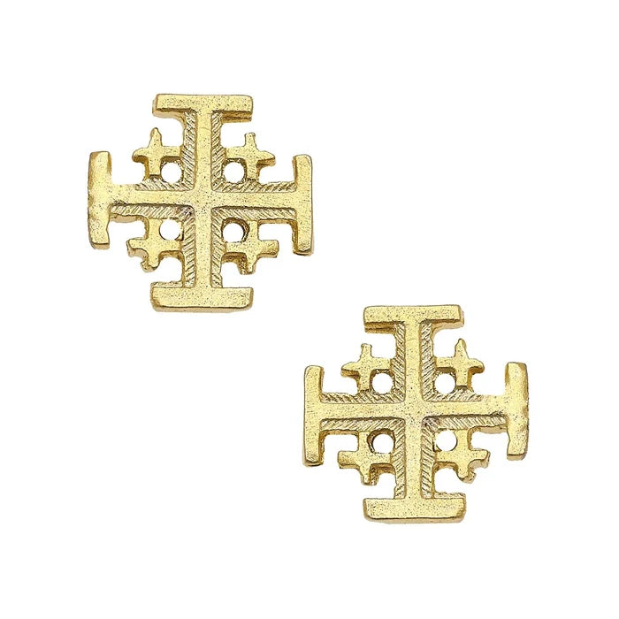 Susan Shaw | Small Gold Jerusalem Cross Post Earring