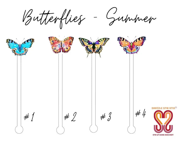 Swizzle Stir Stix | Summer Butterfly Stir Sticks Set