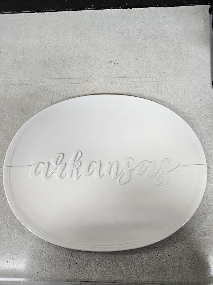 The Royal Standard | Arkansas embossed platter white