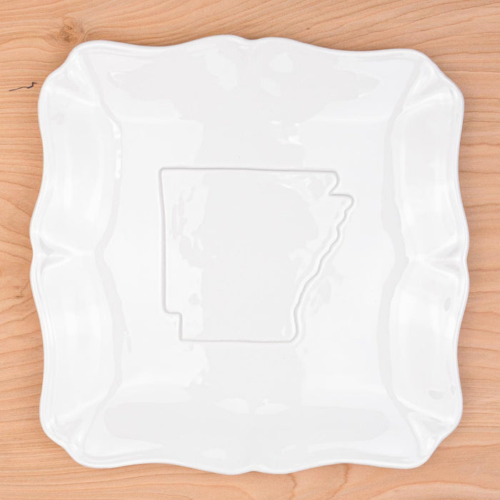 The Royal Standard | Arkansas Embossed Square Platter White
