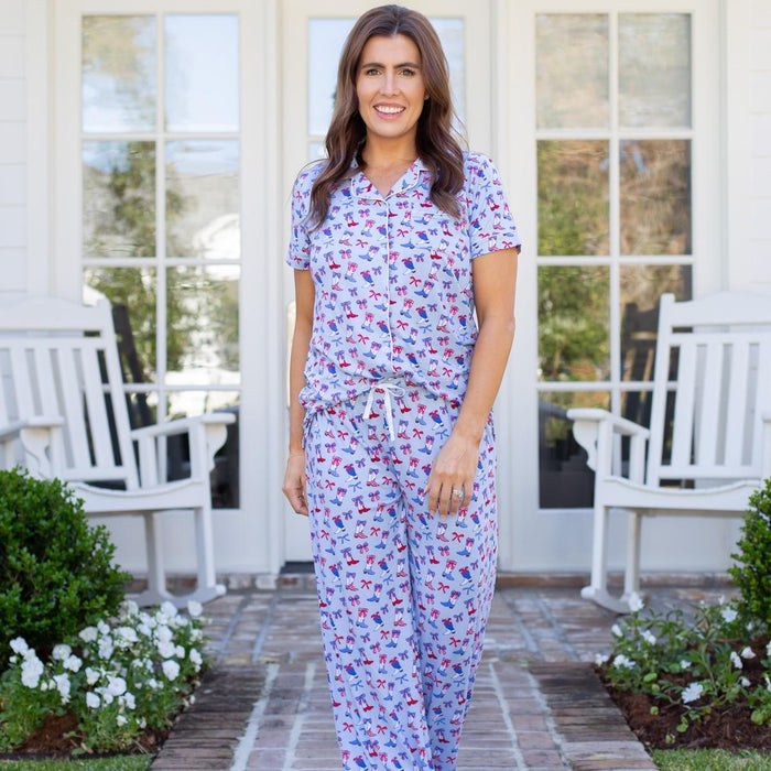 The Royal Standard | Boots n' Bows Short Sleeve Button Up Sleep Shirt