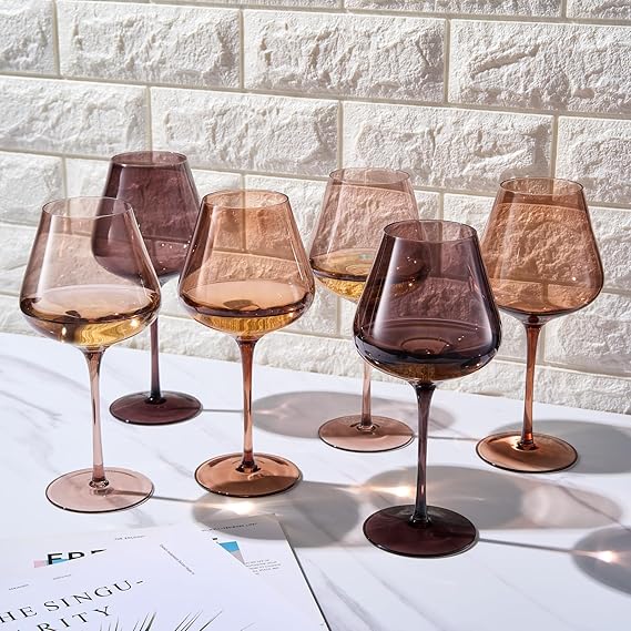 The Wine Savant | Brown Wine Glass Set of 6