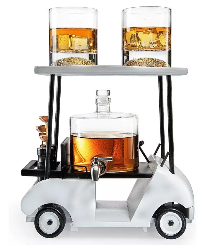The Wine Savant | Golf Cart Whiskey Decanter & Ball glasses