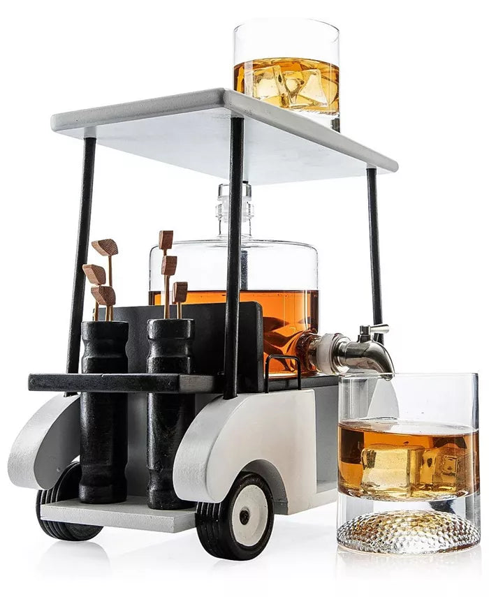The Wine Savant | Golf Cart Whiskey Decanter & Ball glasses