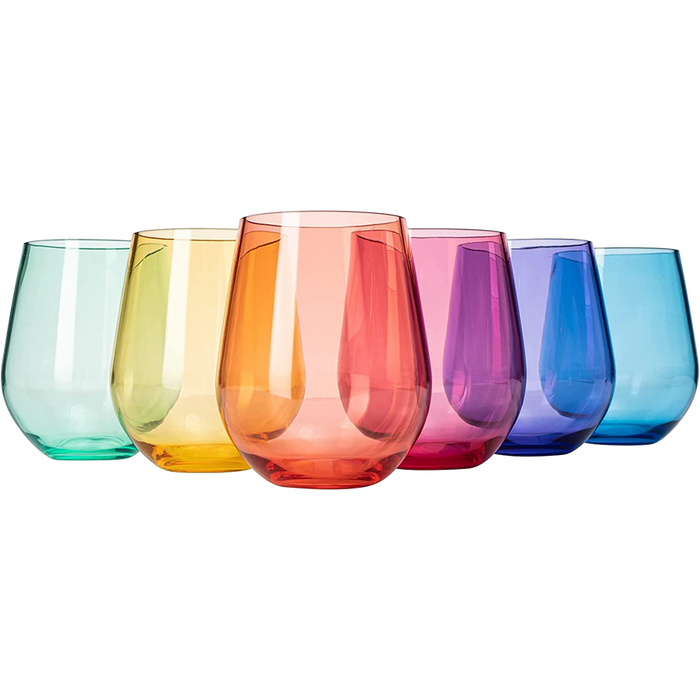 The Wine Savant | Multicolored Stemless Wine Glasses, Set of 6