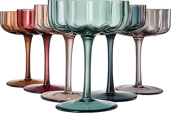 The Wine Savant | Muted Colored Flower Coupes Set of 6