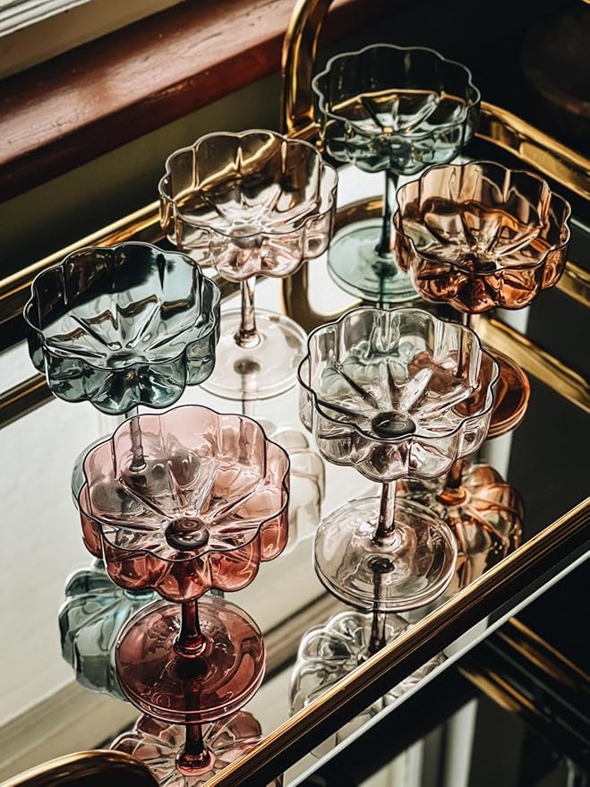 The Wine Savant | Muted Colored Flower Coupes Set of 6