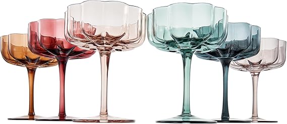 The Wine Savant | Muted Colored Flower Coupes Set of 6