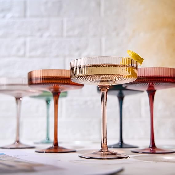 The Wine Savant | Pastel Ribbed Coupe Set of 6