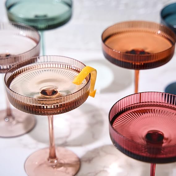 The Wine Savant | Pastel Ribbed Coupe Set of 6