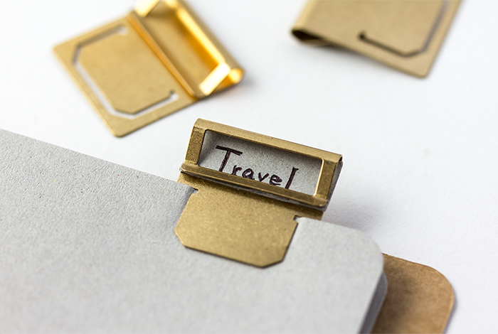 Each of the six Midori Brass Index Clips have an opening for a label.