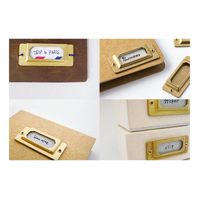 TRAVELER'S COMPANY Brass Label Plates bring organization to your life! Attach them to your notebook or to a box.