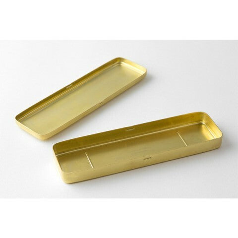 Brass pen case measures approximately 6.69 inches long by 1.97 inches wide by .71 inches deep (170 by 50 by 18 mm).
