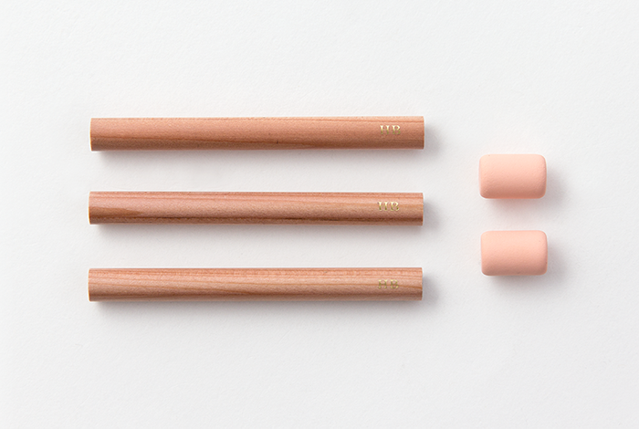 TRAVELER'S COMPANY BRASS PENCIL Refill-three pencils and two erasers.
